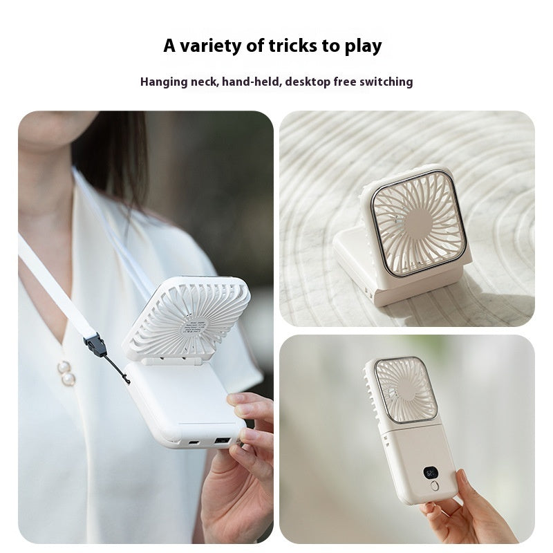 3-in-1 Mini Fan - Portable Charger - Mirror - Digital Display