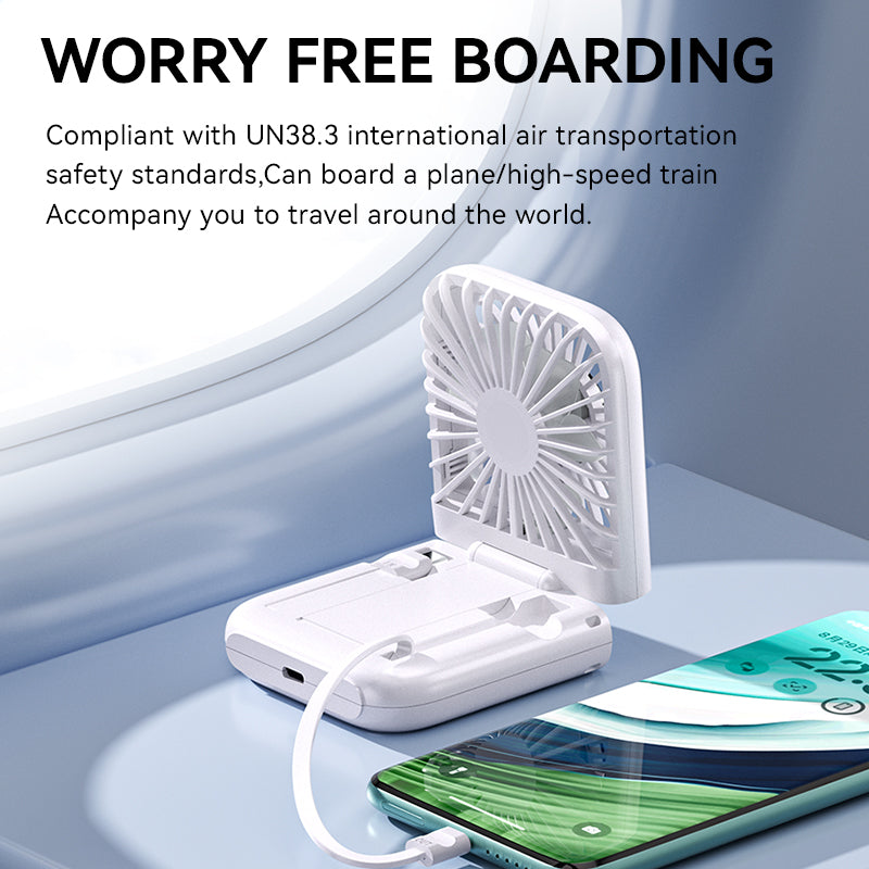 2-in-1 Mini Fan - Portable Charger - Mirror - Digital Display