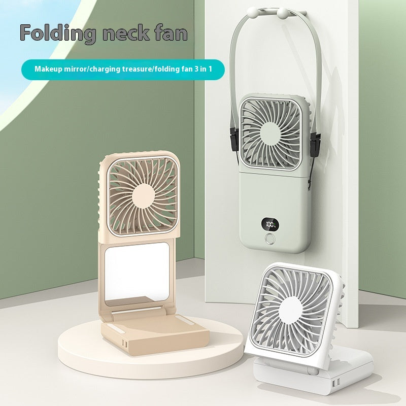 3-in-1 Mini Fan - Portable Charger - Mirror - Digital Display