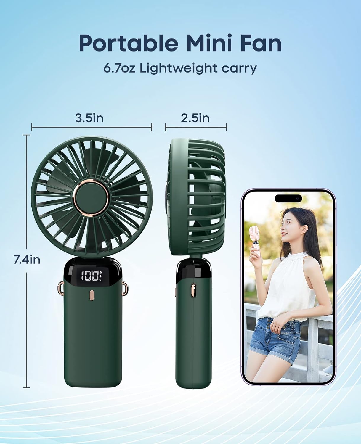 New Portable Mini Fan - Foldable with Lanyard and Base