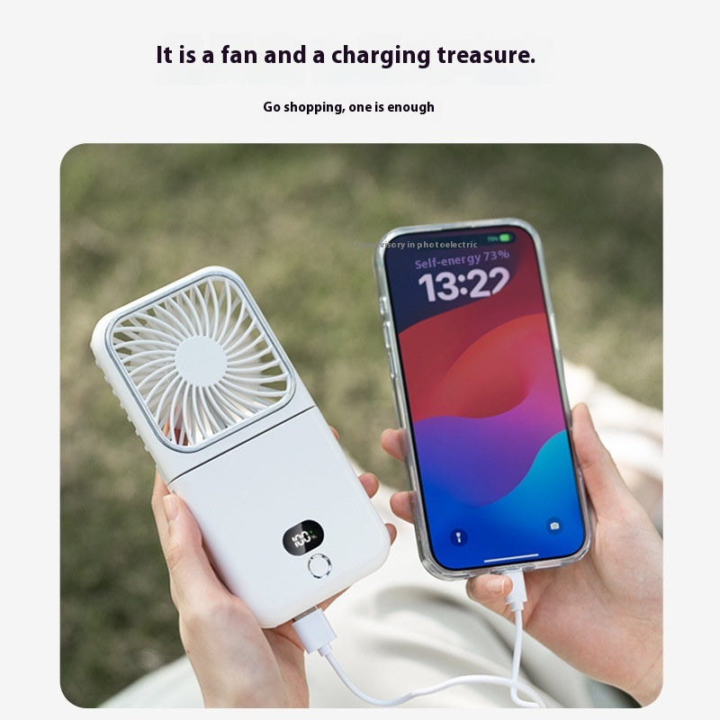 3-in-1 Mini Fan - Portable Charger - Mirror - Digital Display