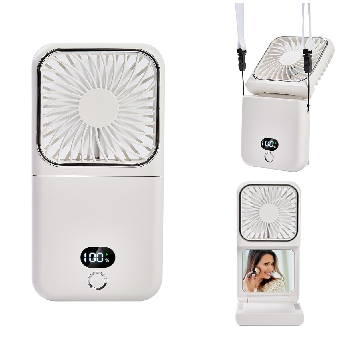 3-in-1 Mini Fan - Portable Charger - Mirror - Digital Display