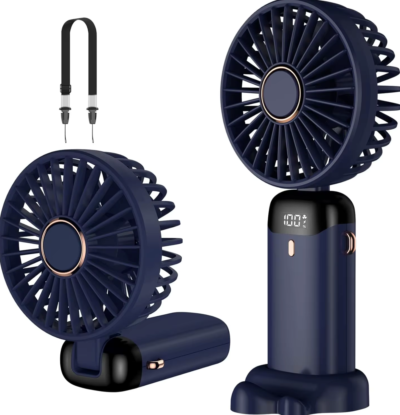 New Portable Mini Fan - Foldable with Lanyard and Base
