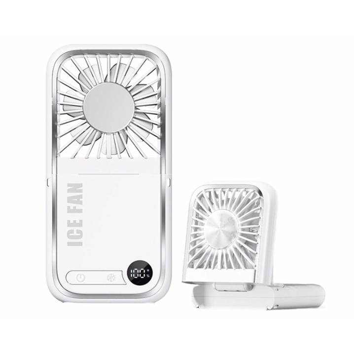 2-in-1 Mini Fan - Portable Charger - Mirror - Digital Display