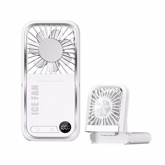 2-in-1 Mini Fan - Portable Charger - Mirror - Digital Display
