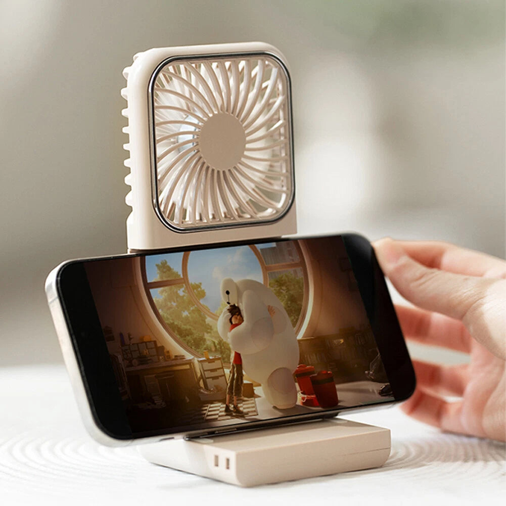 3-in-1 Mini Fan - Portable Charger - Mirror - Digital Display